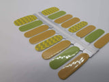 Nail Wraps, Strips, Stickers - Fall Theme Leaf Colors Zigzag Yellow and Green Mustard - EZ Nails Store