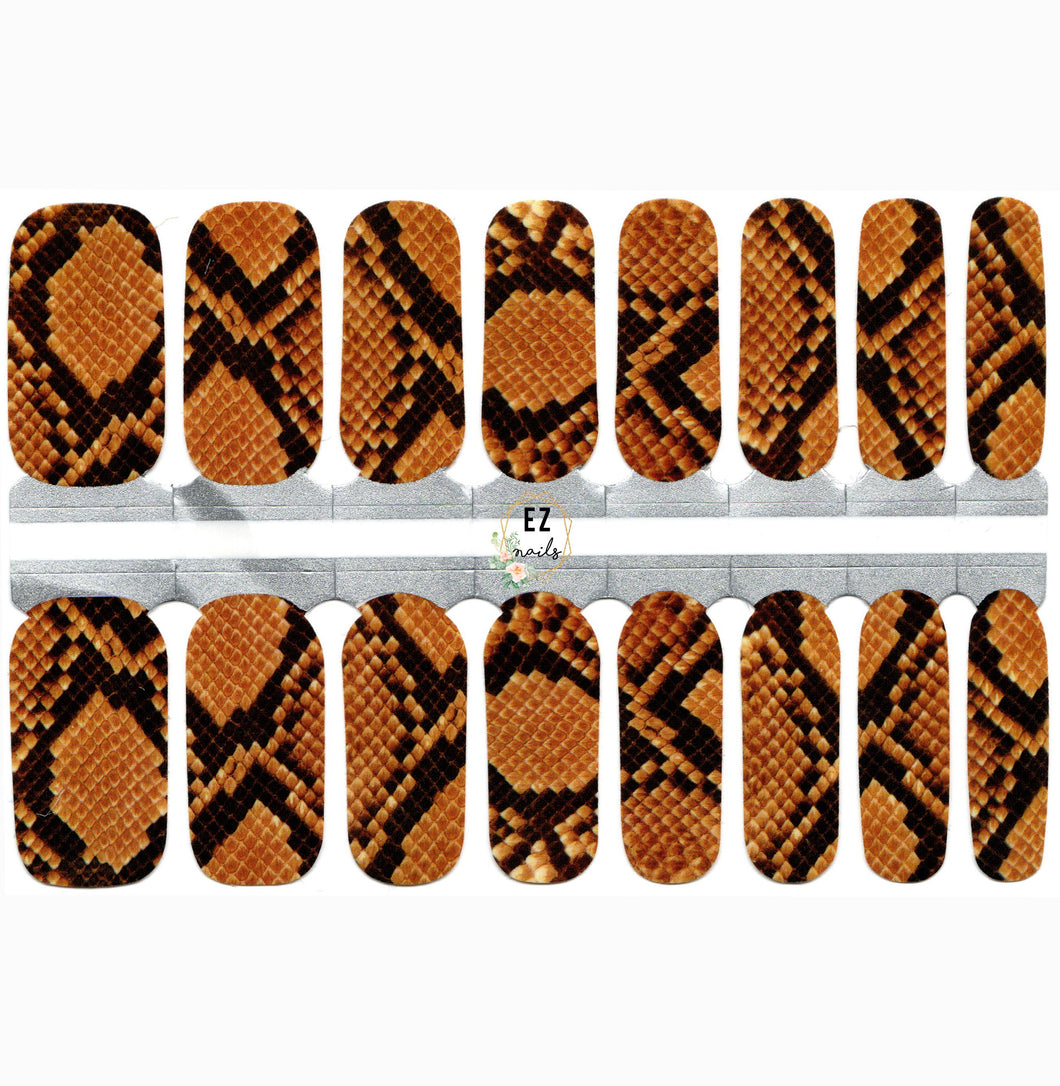 Nail Wraps, Strips, Stickers - Brown and Black Snake Skin Print - EZ Nails Store
