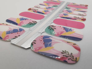 Nail Wraps, Strips, Stickers - Pink Abstract Art Leaves Fall Theme - EZ Nails Store