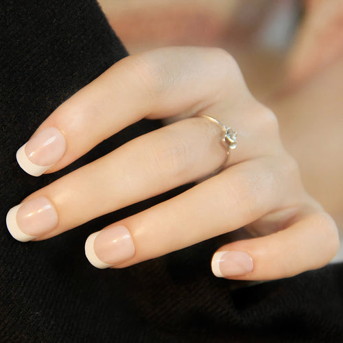 Long Elongated French Manicure White Tip with Clear Top