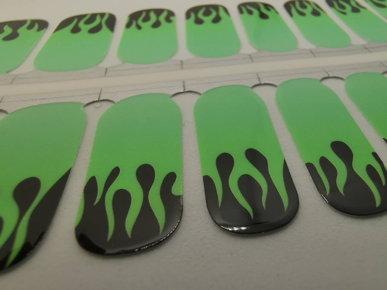 Slate Gray Neon Green Flames with Black Background Halloween