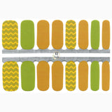 Nail Wraps, Strips, Stickers - Fall Theme Leaf Colors Zigzag Yellow and Green Mustard - EZ Nails Store