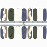 Nail Wraps, Strips, Stickers- Stone Blue White and Grey Abstract Art with Glitter - EZ Nails Store
