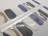 Nail Wraps, Strips, Stickers- Stone Blue White and Grey Abstract Art with Glitter - EZ Nails Store