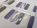 Nail Wraps, Strips, Stickers- Stone Blue White and Grey Abstract Art with Glitter - EZ Nails Store