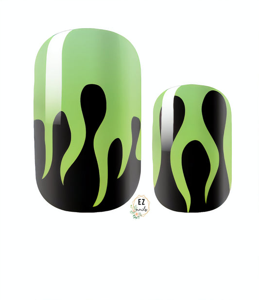 White Smoke Neon Green Flames with Black Background Halloween