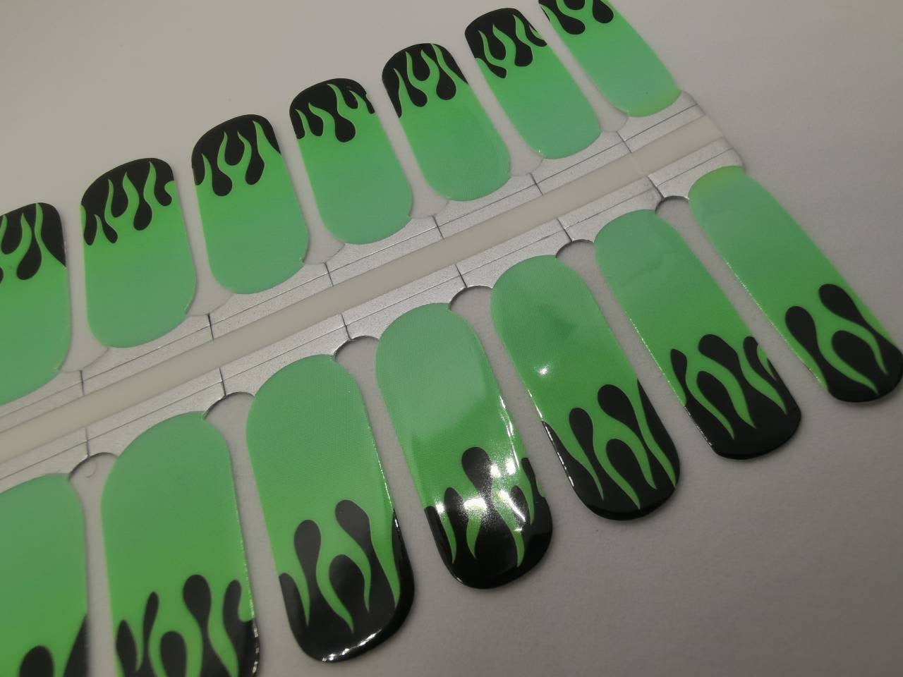 Dark Gray Neon Green Flames with Black Background Halloween