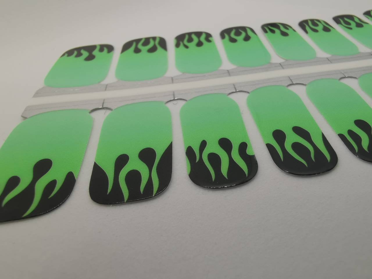 Dark Gray Neon Green Flames with Black Background Halloween