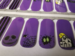 Purple and Black Halloween Haunted House Boo Jack-o-Lantern Spiders Glow in the Dark