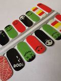 Boo Halloween Skulls Spider Webs Bats Candy Corn Orange, Green, Black Glow in the Dark