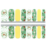 Écureuil vert et jaune avec des arbres de Noël