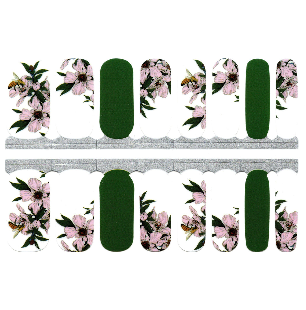 Sauver les abeilles fleurs vertes et roses avec fond blanc genre abeille