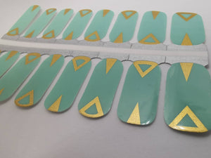 Aqua Green Turquoise and Gold Foil Geometry Accents