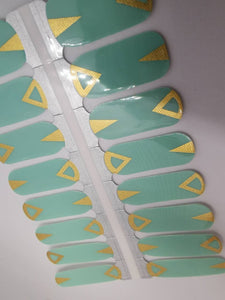 Accents de géométrie turquoise vert aqua et feuille d'or