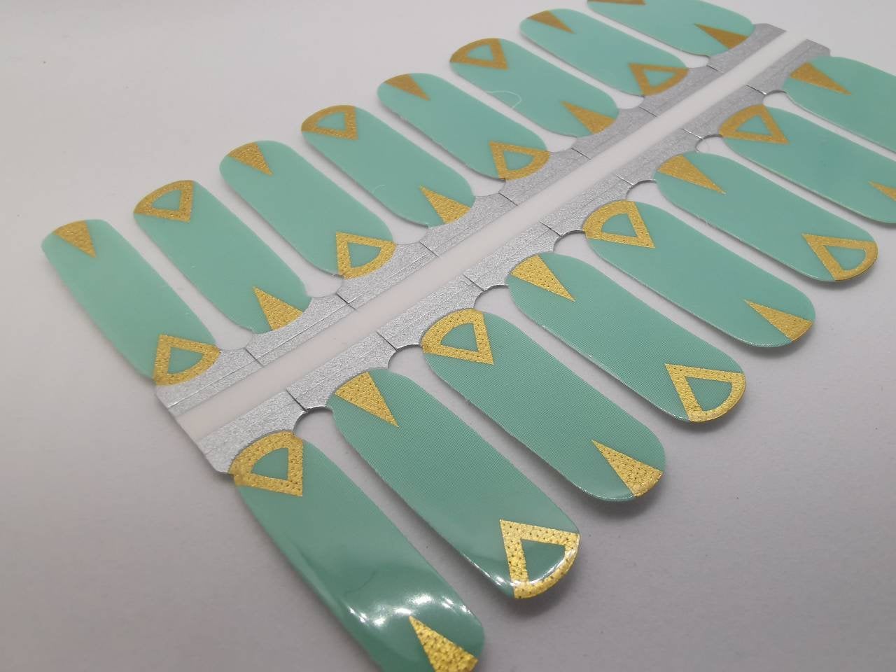 Aqua Green Turquoise and Gold Foil Geometry Accents