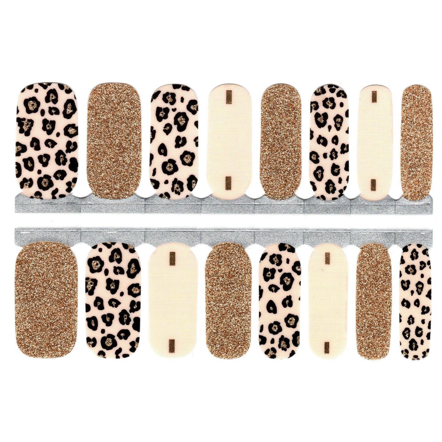 Nude Beige Leopard Print with Gold Glitter Accents