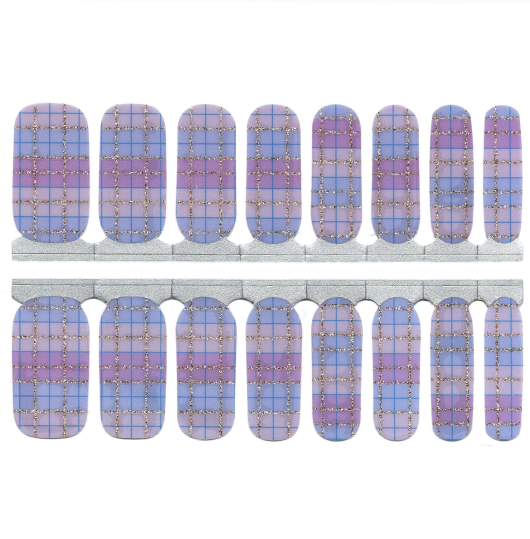 Purple and Blue Plaid and Gold Glitter Accents