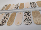 Nude Beige Leopard Print with Gold Glitter Accents