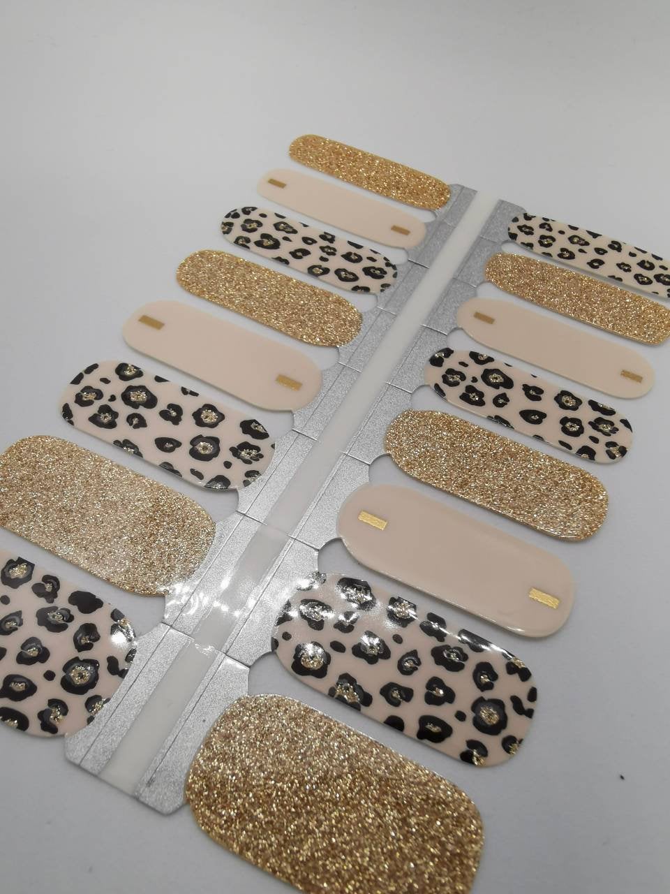 Nude Beige Leopard Print with Gold Glitter Accents