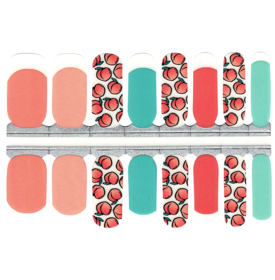 Pêches et crème rose et bleu avec découpes claires