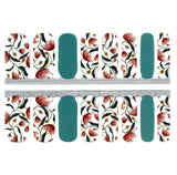 Motif floral bleu sarcelle et rouge avec fond blanc