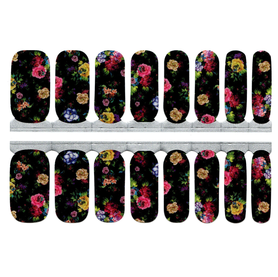 Black Background Colorful Roses Pink and Yellow and Beige
