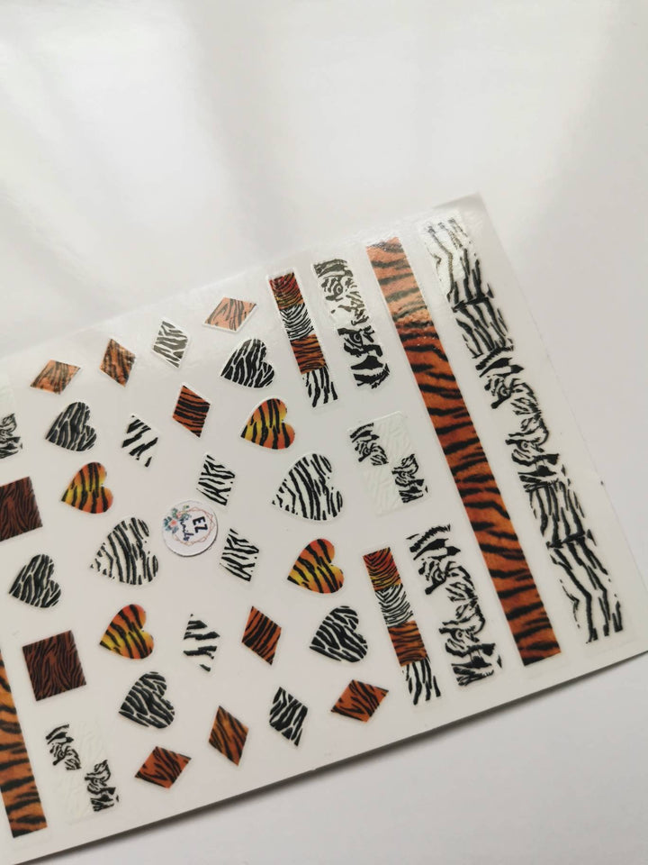 Tiger Print Orange and Black and White and Black Clear Background