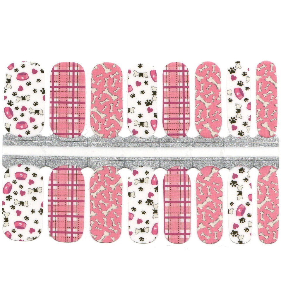 Pink and White Dog Bowls and Bones Plaid