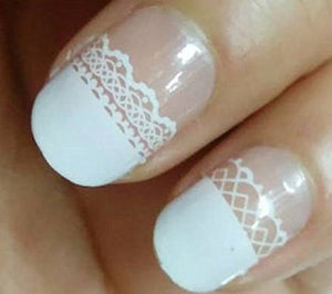 White Lace Different Patterns French Manicure