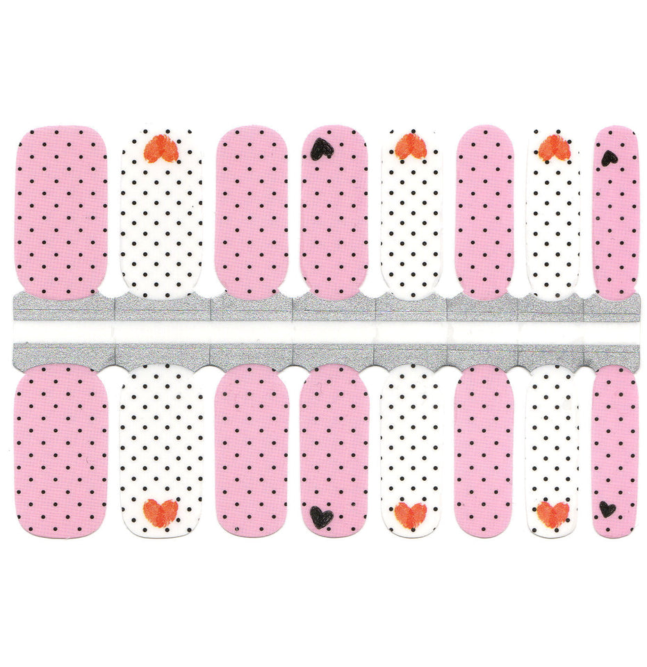 Pink and White Red Hearts Black Polka Dot Valentine's Day