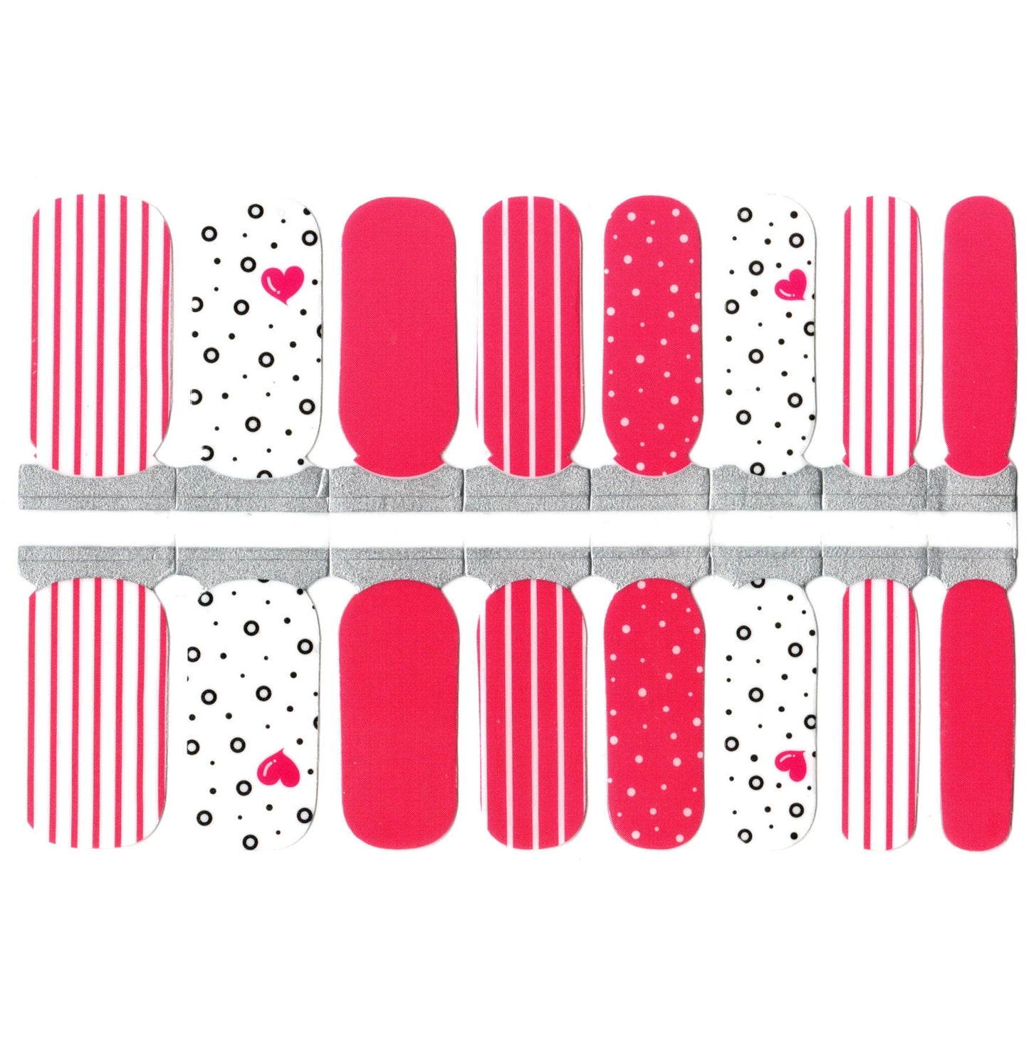 Pink and White Striped Polka Dot with Hearts