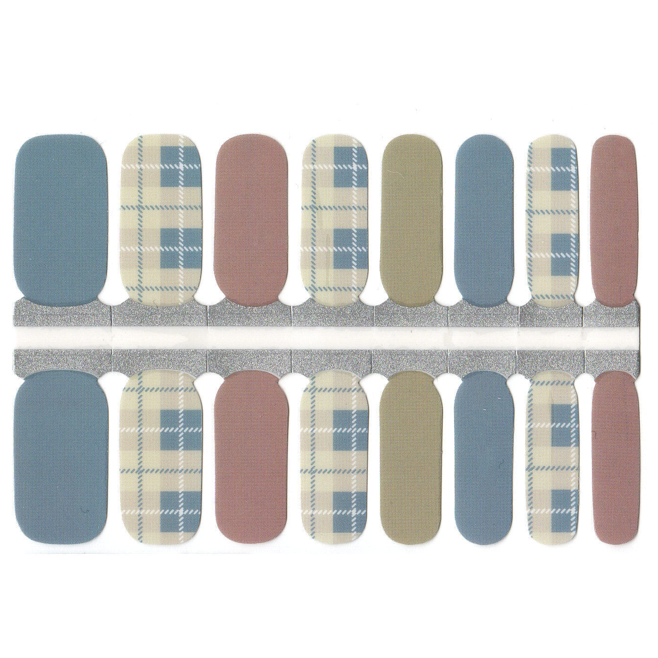 Pastel Stone Blue Beige and Dark Green Plaid