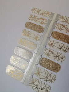 Gold Glitter and White Background Geometry Lines