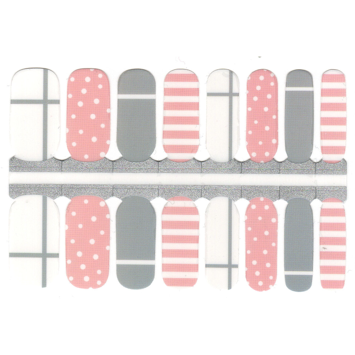 Pastel Colors Grey and Pink Polka Dot Striped Geometry