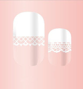 White Lace Different Patterns French Manicure