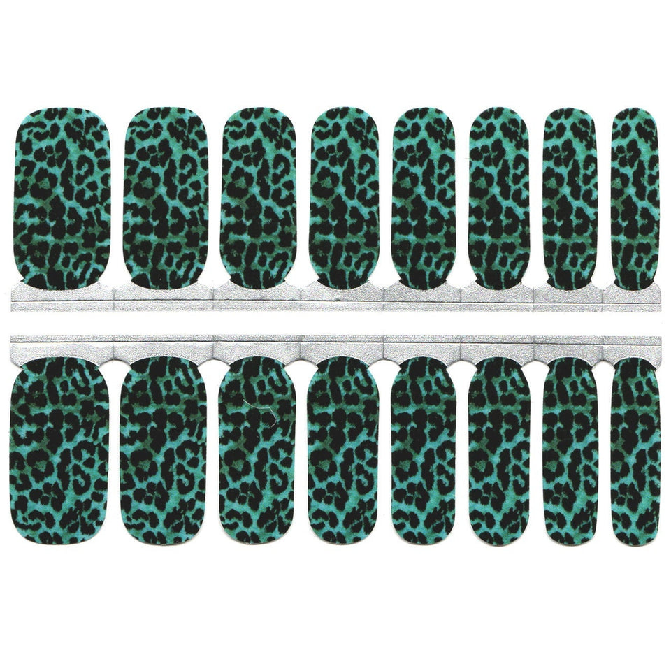 Teal Aqua Blue and Black Leopard Print