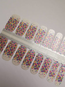 Birthday Confetti with Shimmer French Manicure Yellow Blue Pink