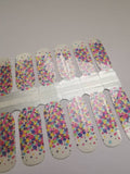 Birthday Confetti with Shimmer French Manicure Yellow Blue Pink