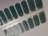 Teal Aqua Blue and Black Leopard Print