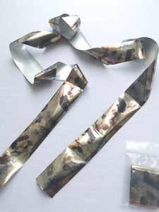 Silver Metallic with Black Leopard Print Nail Foil