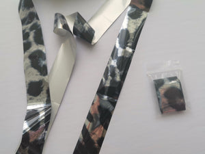 Silver Metallic with Black Animal Print Nail Foil