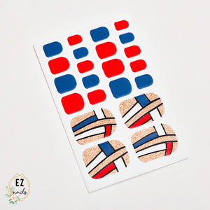 Red Gold and Blue Toe Wraps