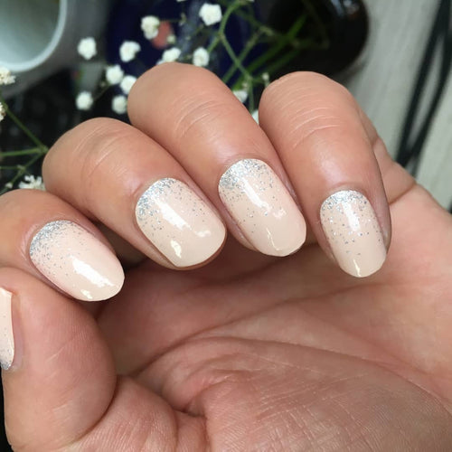 Beige Nude with Silver Glitter